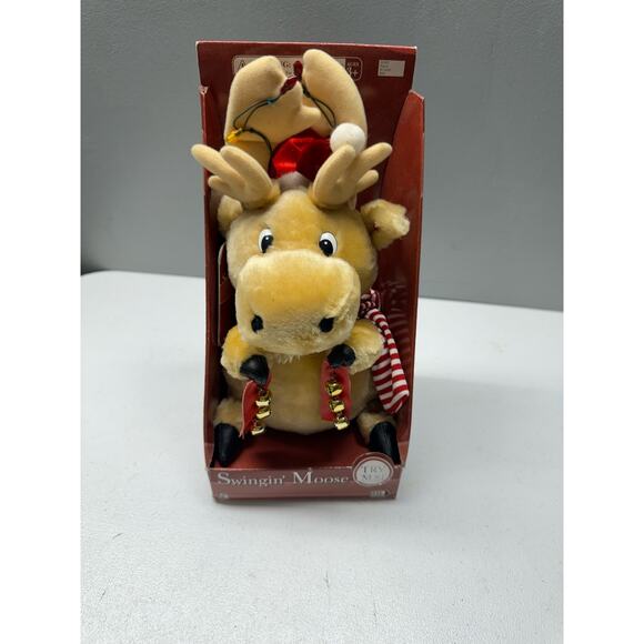 NEW Old Stock Gemmy Swinging Moose Swinging And Singing Plush Christmas - Picture 4 of 8